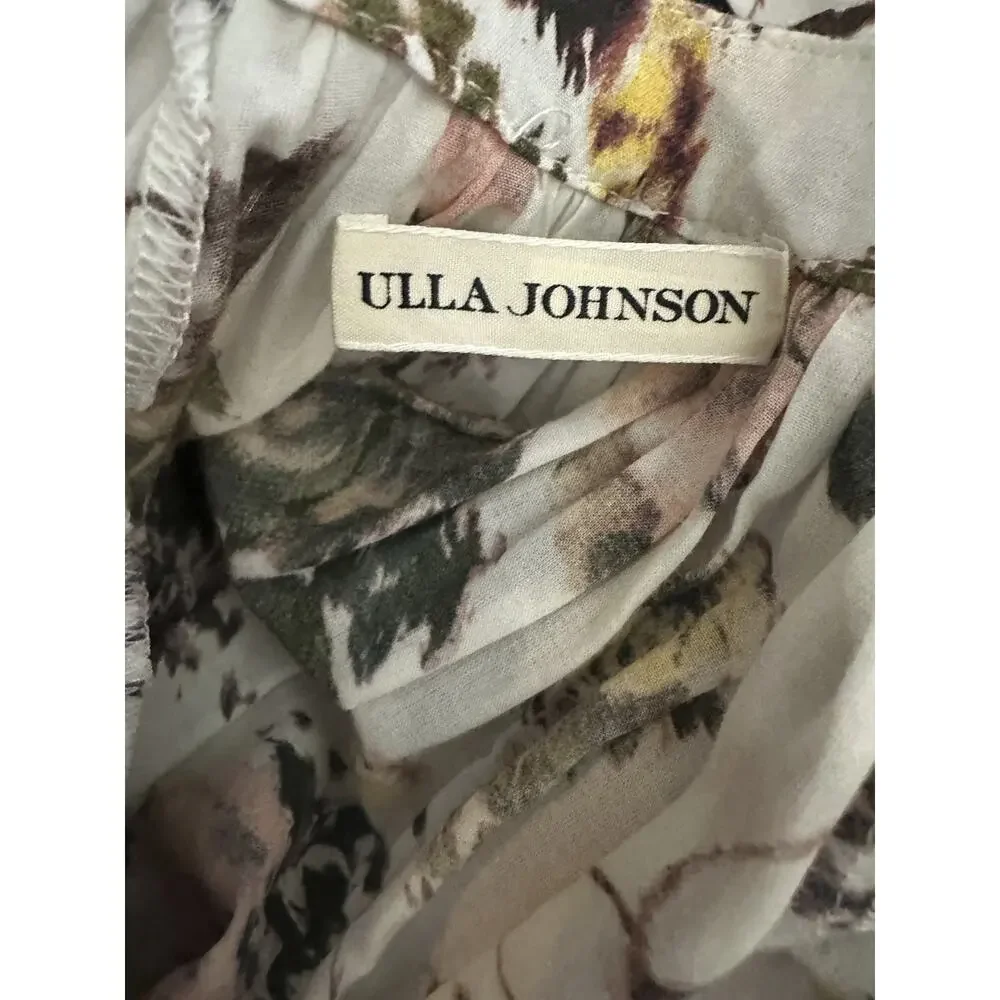 *Flawed Ulla Johnson Selena Cover Up Maxi Dress Small S Floral Tie Neck NO BELT - Picture 6 of 16